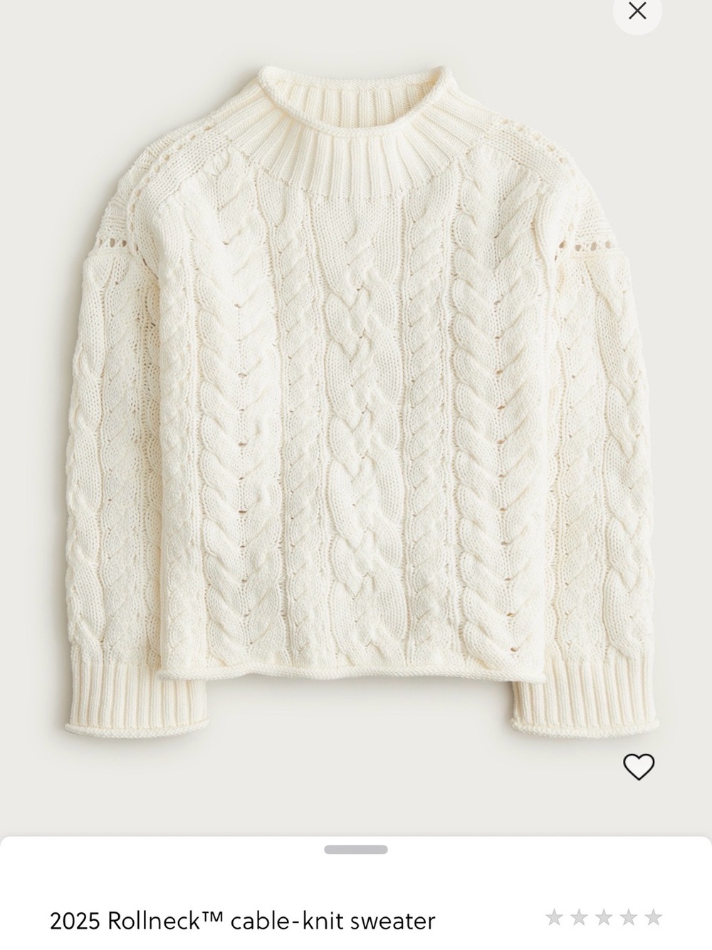 NWT J Crew Rollneck Cable-Knit Sweater